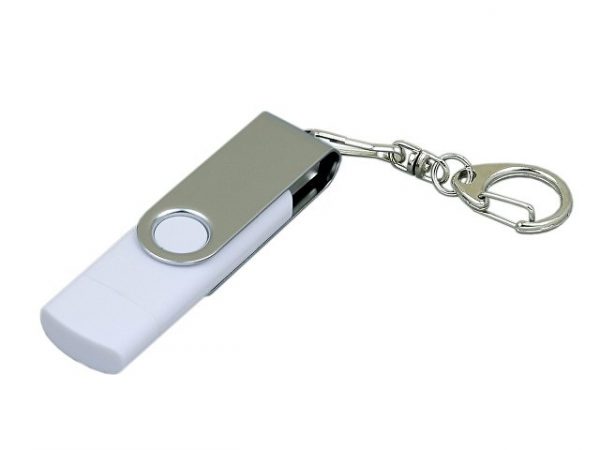 USB 2.0- флешка на 16 Гб с поворотным механизмом и дополнительным разъемом Micro USB