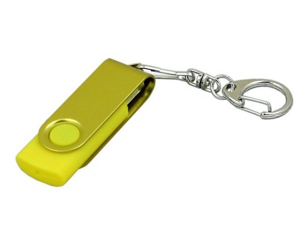 USB 2.0- флешка промо на 64 Гб с поворотным механизмом и однотонным металлическим клипом